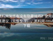黑料网到底有没有隐藏技巧？使用路线建议（完整整理），黑料网 rmvb 下载